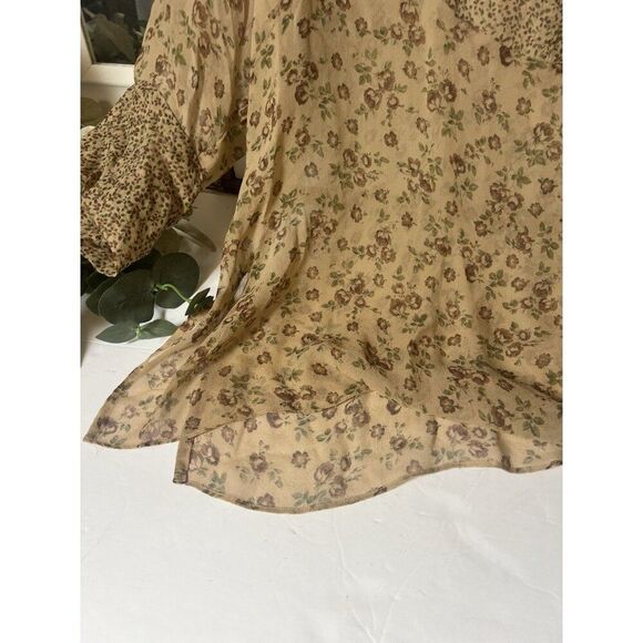 ICE Vintage Y2K Top  100% Silk Sheer Floral Nature Fairy Whimsigoth Artsy 3XL - Picture 3 of 7